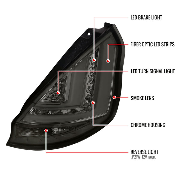 SPEC-D Tuning Direct Fit 2014-2019 Ford Fiesta ST LED Tail Lights - 3 colors Available !