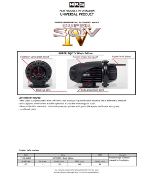 HKS SQV IV BLACK EDITION blow off valve Fits Hyundai N Vehicles  *FREE SHIPPING*
