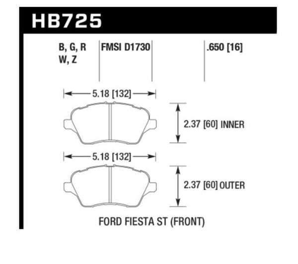 2014-2019 Fiesta ST Hawk Ceramic Front Brake Pads *FREE SHIPPING*