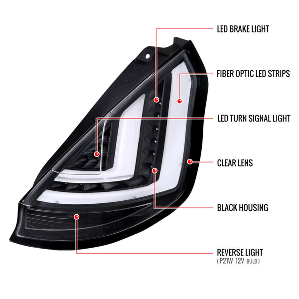 SPEC-D Tuning Direct Fit 2014-2019 Ford Fiesta ST LED Tail Lights - 3 colors Available !